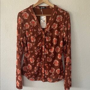 Autumn Floral Long Sleeve Blouse - Brown